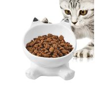Cat Elevated Food Bowl - Cat Bowls Elevated - Slanted Tall Ceramic Dish, Spill-Preuve Non-Slip For Kitten Puppy Eating Drinking Apartment City Living Travel