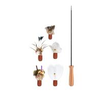 Cat Enrichment Toy - Wood Metal Feathers 81cm, Telescoping Teaser Rod, Interactive Play Wand | Kitten Activity Set for Home, Indoor, Outdoor, Birthday, Daily Fun, Holiday, Ground Play