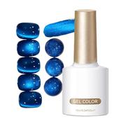 Cat-Eye Gel Nail - Blue Iridescent Flowing Sand Crystal Magnetic Nail Rhine Lakeside Shimmer Effect For Salon DIY Nails Art Manicure Use