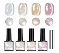 Cat Eye Gel UV 4 couleurs Jelly Crystal Magnétique Nail Polish Holographique Cat Eye Vernis à ongles Nude avec bâton magnétique, Effet œil de chat 3D pour Nail Art, French Manucure Salon 7 ml