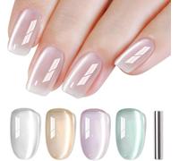 Cat Eyes Ongles Semi Permanent, 4 Couleurs Blanc Jaune Nude Violet Vert Moonlight Crystal Magnétique Semi-Permanent Jelly Glass Vernis À Ongles Soak Off Uv/Led Pour Salon Diy Home, 8 Ml