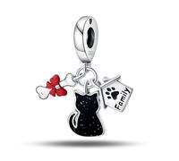 Cat family charm accessoire de bracelet à breloques en argent sterling 925, compatible avec le collier bracelet pandora, cadeau pour femme
