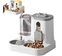 Cat Feeder and Water Dispenser, 2L Cat Feeder and Water Dispenser, 2 in 1 Automatic Cat Food and Water Bowl Set, Large Capacity Self Feeding Station, for Dog Puppy Kitten (Gray)