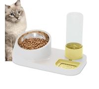 Cat Feeder and Water Dispenser, Stainless Steel Snack Bowl Waterer, Non-Slip Dry Food Dispenser, Easy to Clean, 11.81x6.69x8.27 inches, Ideal for Cats, Dogs, and Puppies