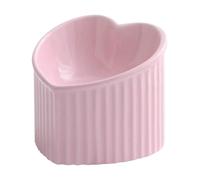 Cat Feeding Bowls, Inclined Elevated Heart Shape Slanted Pet Food Dish, Shallow Porcelain Feeder for Small to Medium Cats, Ergonomic Design Reduces Neck Strain and Enhances Eating Comfort 14x12cm
