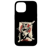 Cat Feline Guitarist Guitare Japonaise Vintage Anime Coque pour iPhone 15