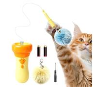 Cat Fetch Toy - Automatic Retractable Launcher Teaser Wand with Fuzzy Ball | Telescopic Pet Interactive Toy for Kitten Enrichment Playing Exploration Home Living Room