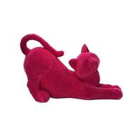 Cat Figurine Home Decor | Cute Stretching Resin Flocked Cat Sculpture, Perfect For Bookshelf, Office, Library, Bedroom, Living Room, Desk, Indoor Or Outdoor Decoration, Animal Lover, And Meditation Sp