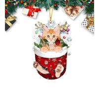 Cat Figurine | Tree Decorations Hanging | Cats Acrylic Ornament Festival Party Treee Pendant Decoration | Suitable for Keychain, Bag, Car Rearview Mirror Pendants