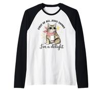 Cat First of All Jesus Thinks I'm A Delight Religiious Women Manche Raglan