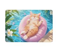 Cat Floating Peacefully in Water Tapis 150 x 100 cm, Doux et Antidérapant | Tapis de salon : adapté à une utilisation toute l'année; avec dos à points PVC antidérapants; pour petits espaces intérieurs