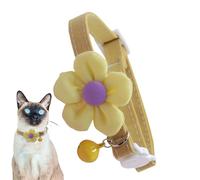 Cat Flower Collar, Kitten Necklace, 11.81x0.39x1.57 inches Lightweight Cute Adjustable Collar with Bell, Pet Accessory for Dogs Puppies Cats, Daily Decoration Wear, Yellow
