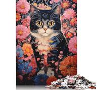 Cat Flowers Puzzles Imposible,desafío Para Adultos Entretenimiento Creativo 1000 Piezas Obra De Arte De Juego De Para Adultos Y Niños Mayores De 12 Años 1000pcs (75x50cm)