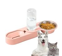Cat Food and Water Dispenser Set | Rotatable 2 in 1 Pet Bowl - 7.87 inches Stainless Steel Pet Supplies, Non-Slip Portable Automatic Feeders for Cats, Dogs, Bunny