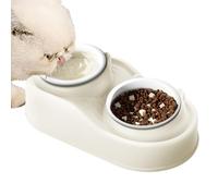Cat Food Bowls, 400ml Raised Cat Food and Water Bowls, Ceramic Elevated 2-Bowl Feeding Station, Tilted Pet Feeder with 2 Bowls Food Grade Material, Anti Slip None Spill for Cats and Small Dogs