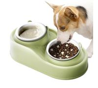 Cat Food Bowls, 400ml Raised Cat Food and Water Bowls, Ceramic Elevated 2-Bowl Feeding Station, Tilted Pet Feeder with 2 Bowls Food Grade Material, Anti Slip None Spill for Cats and Small Dogs