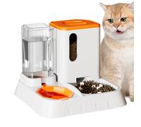 Cat Food Dispenser Automatic, Transparent Automatic Water and Food Feeder, PP Anti-Slip Large Capacity Pets Feeding Supplies, Easy Installation for Pet Shop, Home, Cattery, and Indoor, 30x30x26cm