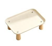 Cat Food Table Riser - Raised Feeder Stand | Elevated Dish Tray | Spill Proof Anti Slip Wooden Base, Spine & Neck Protection, 9.4 In PP & Wood Holder, for Bowls & Auto Feeders