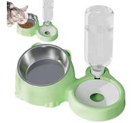 Cat Food Water Bowl Set - Tilteded Feeding Dishes with Automatic Water