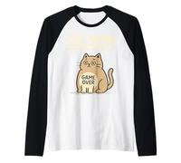 Cat Game Over Funny Cat Owner Hilarious Fat Retro Cat Meme Manche Raglan