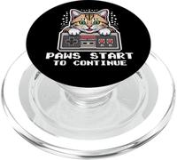Cat Gamer Paws Start Old School Manette Pixel Style PopSockets PopGrip pour MagSafe