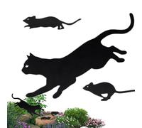 Cat Garden Decor - Cat Yard Decor | Support de jardin en métal pour chats | 3 plaques de pelouse | Souris de chasse Design Art extérieur pour la cour intérieure Chemin de terrasse, animal en métal