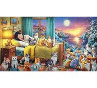 Cat-Gazing-at-Glowing-Butterfly-in-Night-Sky 1000 pièces Puzzle pour Adultes Puzzle Cadeau Amusant & Activité Maison Extremement Difficile Jeu éducatif détente 70x50/1000 pièces