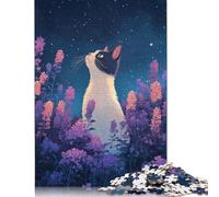 Cat Gazing at Stars Puzzles 1000 Pièces Cadeau Unique Jeu Éducatif Défi Jouet À De Qualité Supérieure Peinture Art pour Adultes Et Enfants À Partir De 14 Ans 1000pcs (38x26cm)