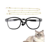 Cat Glasses, Eye Glasses with Chain, Pet Cosplay Accessories, 3.15x2.95x1.18Inches Puppy Dress-up Headwear, Stage X Photography Photo Props, Fits Pets Up to 15 pounds