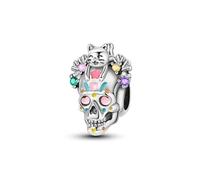 Cat Glow - in - the - breloque crâne foncé, accessoire de bracelet à breloques en argent sterling 925, compatible avec le collier bracelet pandora, cadeau pour femme