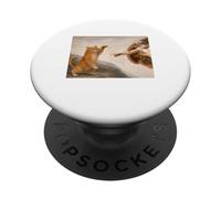 Cat God Creation of Adam Meme - Chat Lover Kitten Owner Kitty PopSockets PopGrip Adhésif