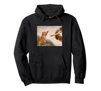 Cat God Creation of Adam Meme - Chat Lover Kitten Owner Kitty Sweat à Capuche