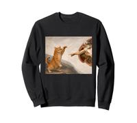 Cat God Creation of Adam Meme - Chat Lover Kitten Owner Kitty Sweatshirt