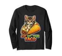 Cat Got Your Taco Nourriture Amusante pour Chat Manche Longue