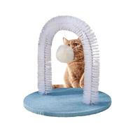 Cat Groomer, Cat Arch Shedding Brush, 13.78x11.81x13.78 inches Indoor Pet Hair Remover with Massage Scratching Pad, Rubbing Grooming Post for Kitten Head Back Care, Interactive Toy