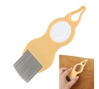 Cat Grooming Comb, Deshedding Tool, Metal Teeth, Knot Remover with Magnifier, Hair Cleaning Brush, for Short Medium Long for Home and Professional Use, 6x15.8x0.4cm Yellow Blue