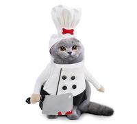 Cat Halloween Costume, Kitten Chef Outfit, Pet Dress Up Accessory, Adjustable Comfortable Fit Soft Fabric Design for Party, Birthday, Halloween Use, 8.66x17.32inches