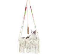 Cat Hammock Macrame - Boho Swing Bed with Cartdes, Mur-Hanging Sleeping Nest | Travail des lichens naturels pour Un Confort câlin, Un Petit Chaton de l'île de Repos, Salon intérieur Compatible avec