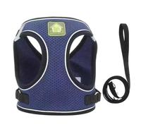 Cat Harness and Leash, Breathable Soft Mesh Escape Proof Vest with Reflective Strips for Walking Cats, Kittens & Small Dogs (Navy Blue,S)