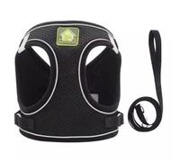Cat Harness and Leash, Breathable Soft Mesh Escape Proof Vest with Reflective Strips for Walking Cats, Kittens & Small Dogs (Black,M)