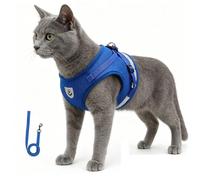 Cat Harness and Leash Set, Adjustable Cat Vest Harness with Reflective Trim, Soft Breathable Leash for XS-XL Cats (#D)