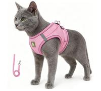 Cat Harness and Leash Set, Adjustable Cat Vest Harness with Reflective Trim, Soft Breathable Leash for XS-XL Cats (#B)