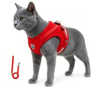 Cat Harness and Leash Set, Adjustable Cat Vest Harness with Reflective Trim, Soft Breathable Leash for XS-XL Cats (#C)