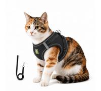 Cat Harness and Leash Set, for Small Medium Large Cats, Breathable Adjustable Vest Harnesses with Reflective Strip for Walking Travel Camping (Black,L)