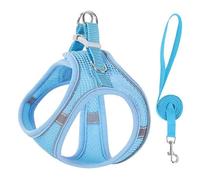 Cat Harness,Cat Adjustable Soft Mesh Vest Harness,Side-Through No-Pull Design,Escape Proof Outdoor Cat Leash,Easy to Wear for Walking & Outdoor (Blue, S(Neck Circumference 36-44cm))
