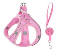Cat Harness,Cat Adjustable Soft Mesh Vest Harness,Side-Through No-Pull Design,Escape Proof Outdoor Cat Leash,Easy to Wear for Walking & Outdoor (Pink, L(Neck Circumference 48-54cm))