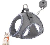 Cat Harness Design for Outdoor Cats, Cat Explorer Harness, Adjustable Soft Mesh Vest with Reflective Safety Strips, Escape Proof, Easy to Wear, for Cats (L,XS)