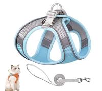 Cat Harness Design for Outdoor Cats, Cat Explorer Harness, Adjustable Soft Mesh Vest with Reflective Safety Strips, Escape Proof, Easy to Wear, for Cats (C,XS)