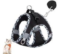 Cat Harness Design for Outdoor Cats, Cat Explorer Harness, Adjustable Soft Mesh Vest with Reflective Safety Strips, Escape Proof, Easy to Wear, for Cats (N,XXS)