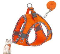 Cat Harness Design for Outdoor Cats, Cat Explorer Harness, Adjustable Soft Mesh Vest with Reflective Safety Strips, Escape Proof, Easy to Wear, for Cats (M,XS)